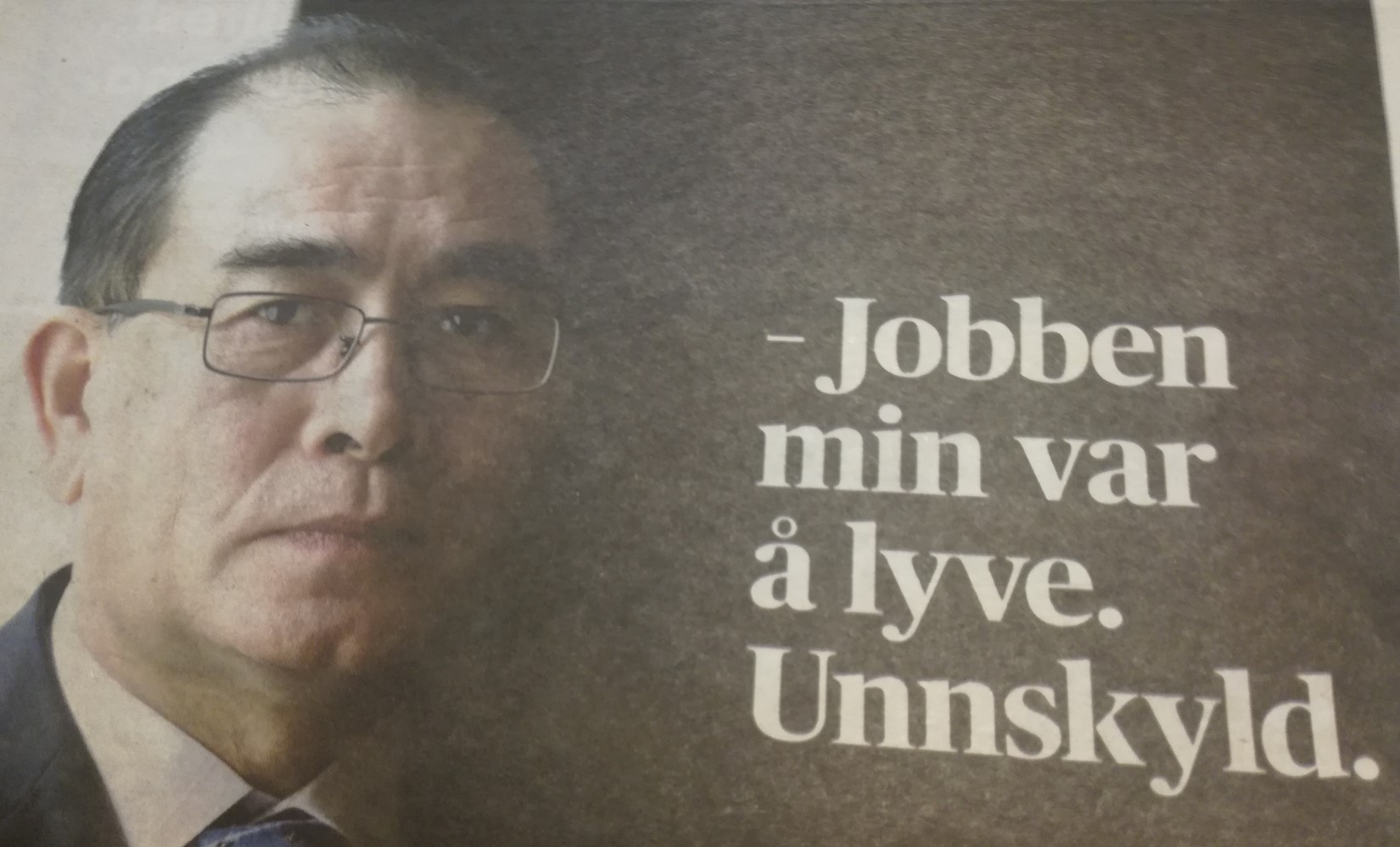 Fra Aftenposten 28. mai 2019, side 14. Bildet viser Thae Yong-ho